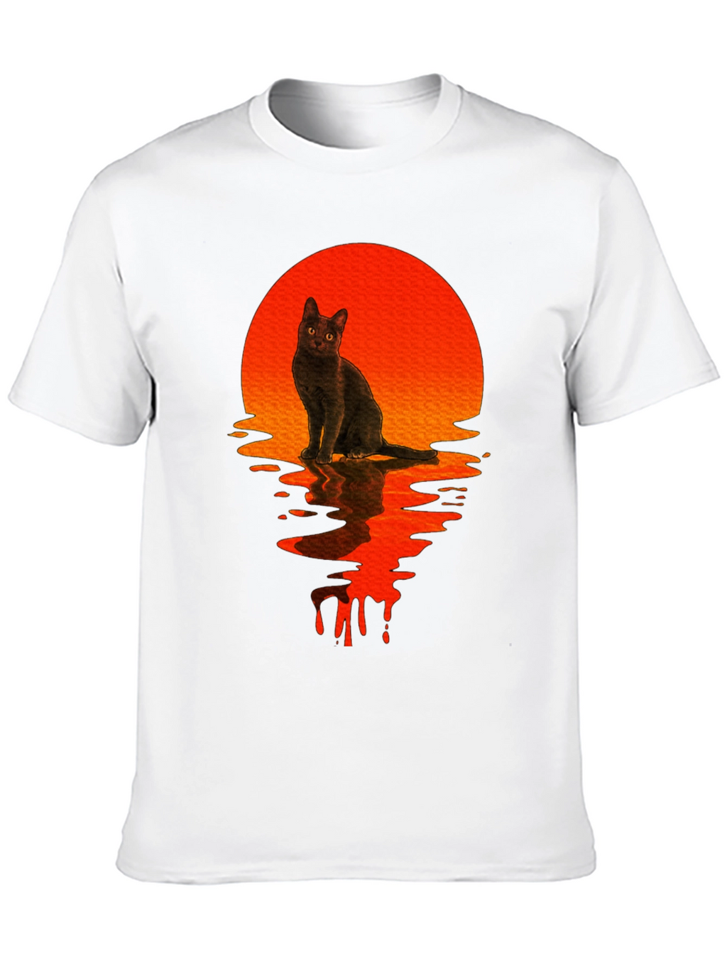 Black Cat Sunset Graphic T-Shirt