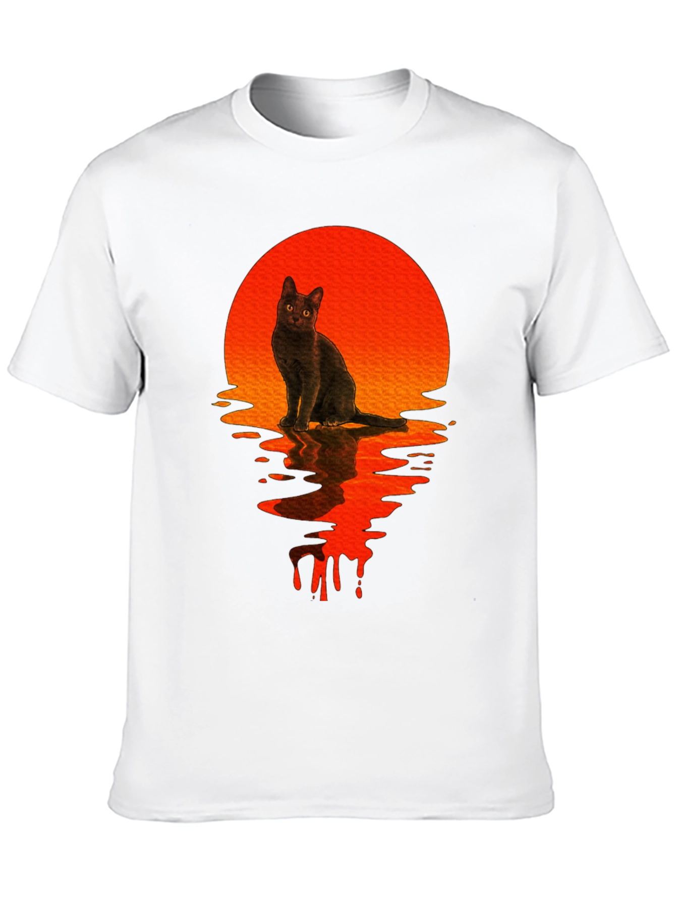 Black Cat Sunset Graphic T-Shirt