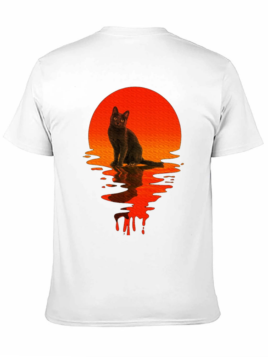 Black Cat Sunset Graphic T-Shirt