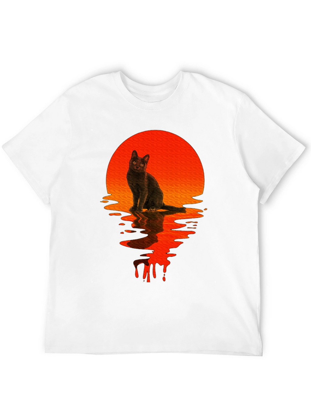 Black Cat Sunset Graphic T-Shirt