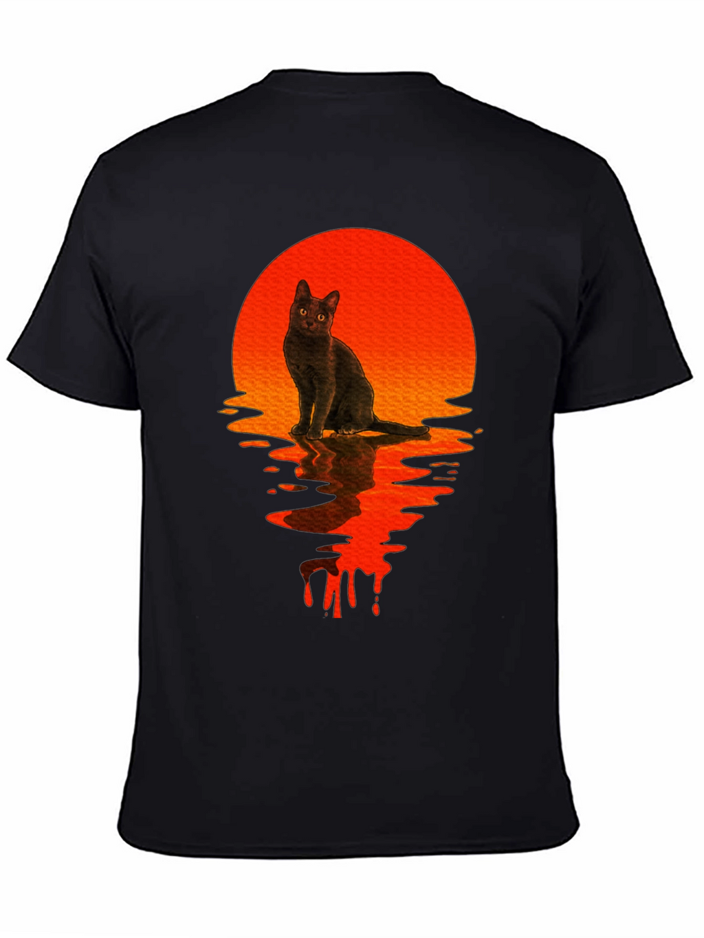 Black Cat Sunset Graphic T-Shirt