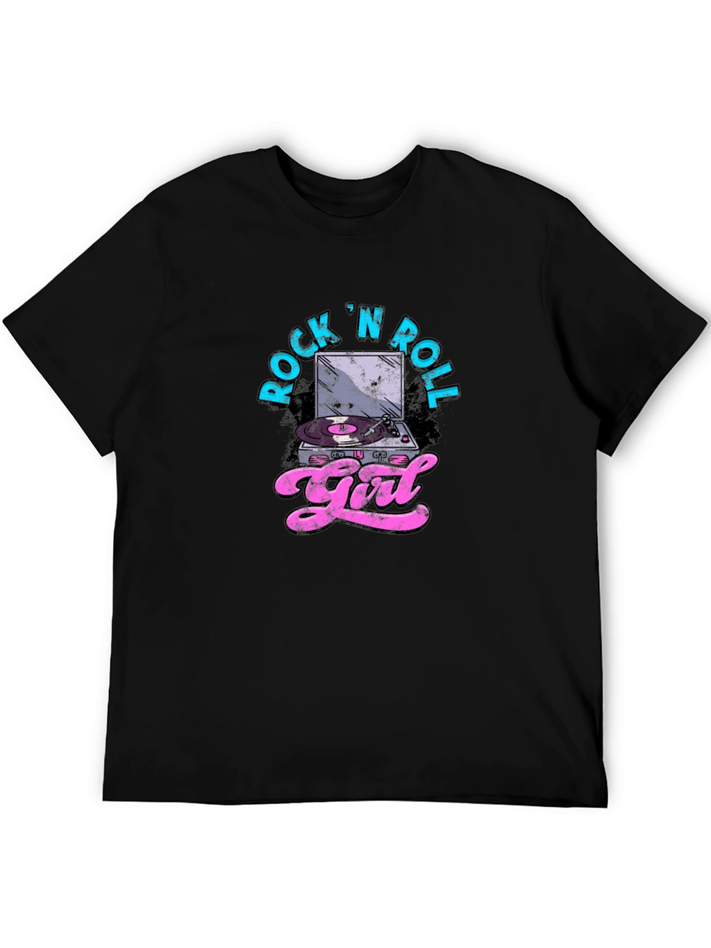 Rock N Roll Girl Graphic T-Shirt - Black