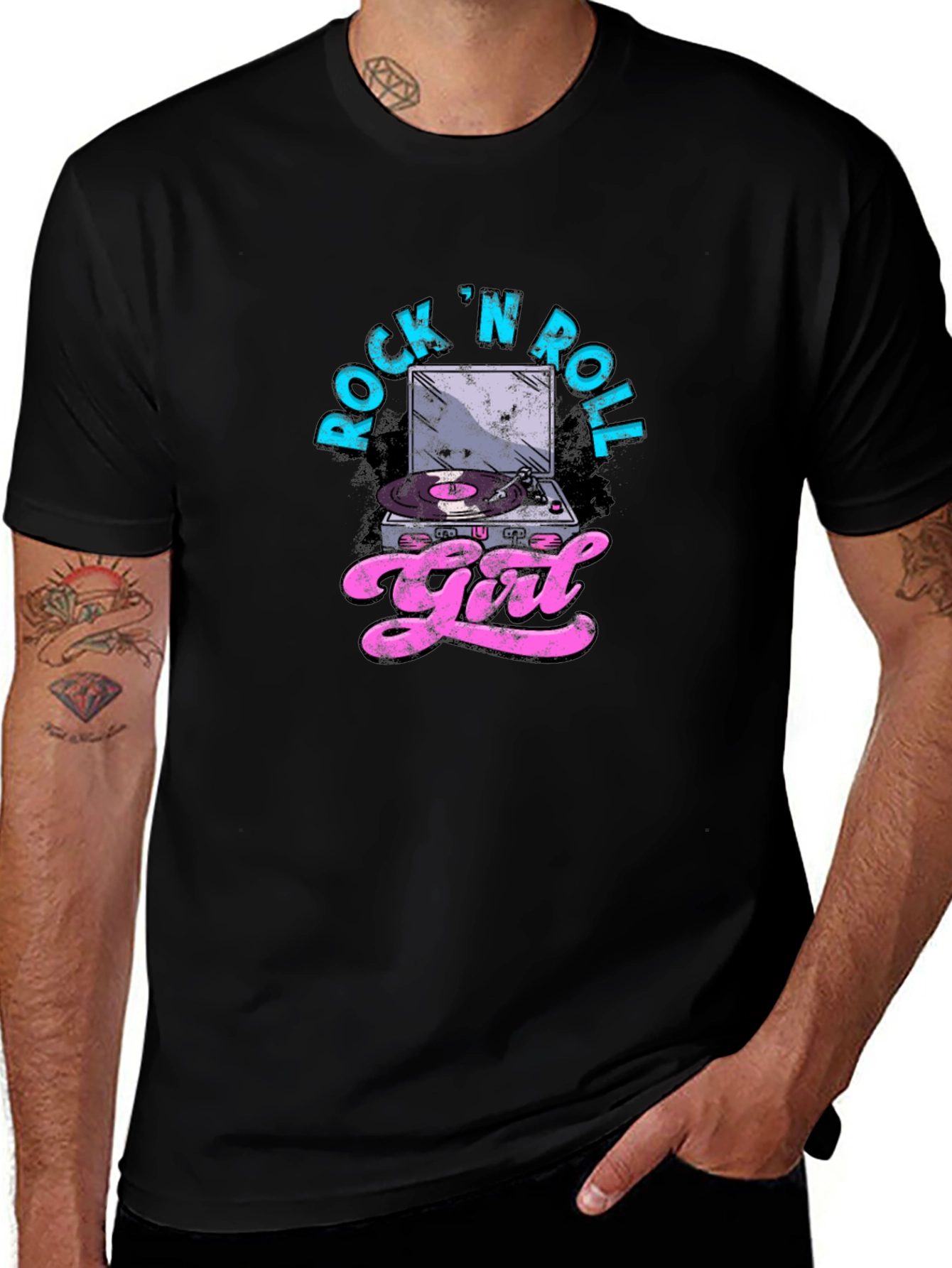 Rock N Roll Girl Graphic T-Shirt - Black