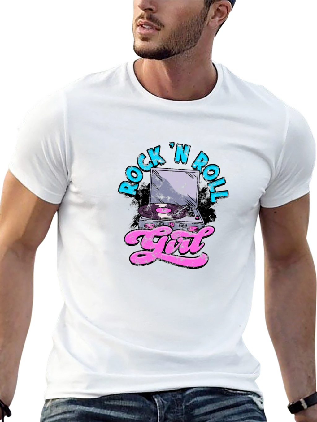 Rock N Roll Girl Graphic T-Shirt - Black