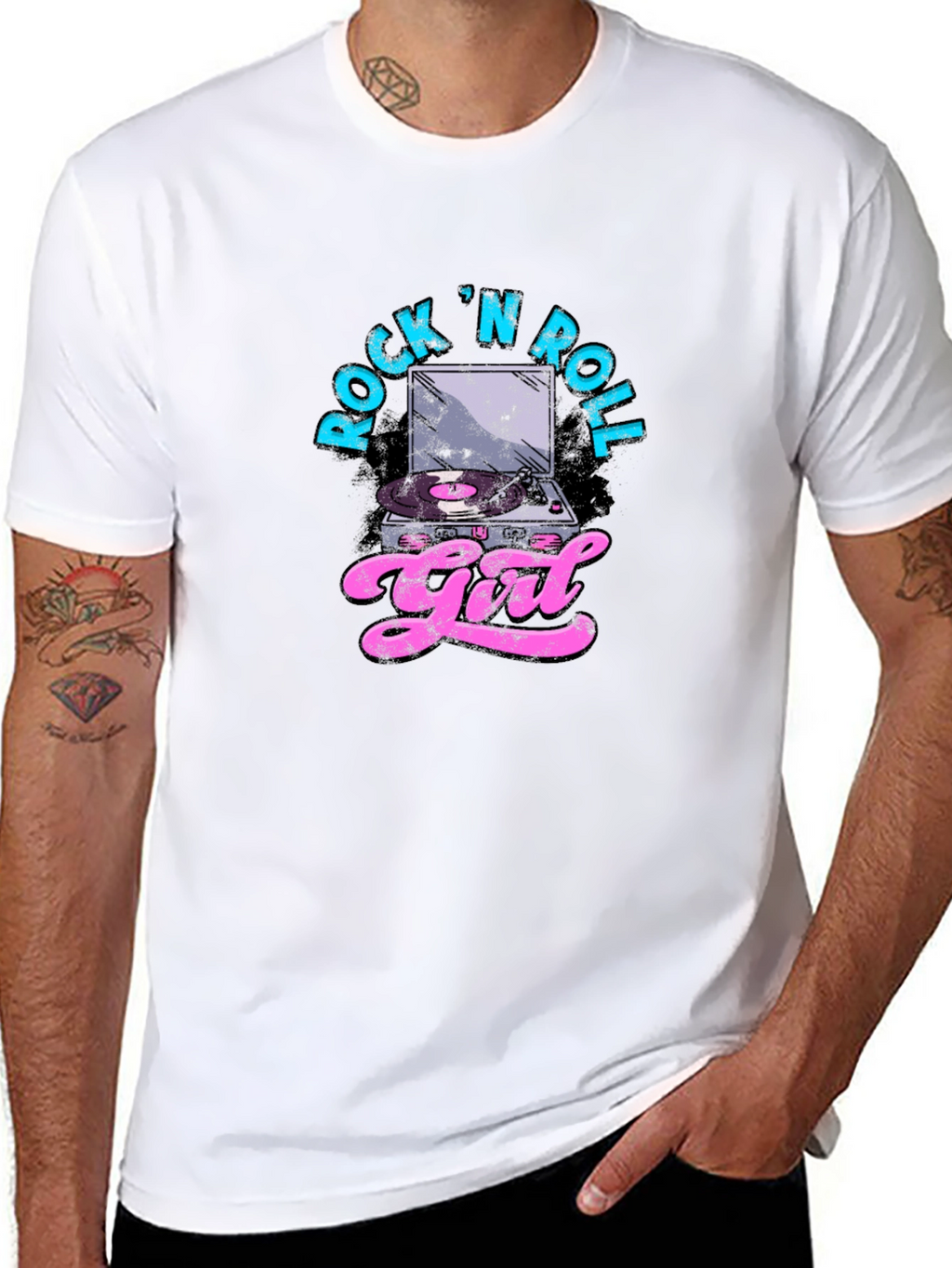 Rock N Roll Girl Graphic T-Shirt - Black