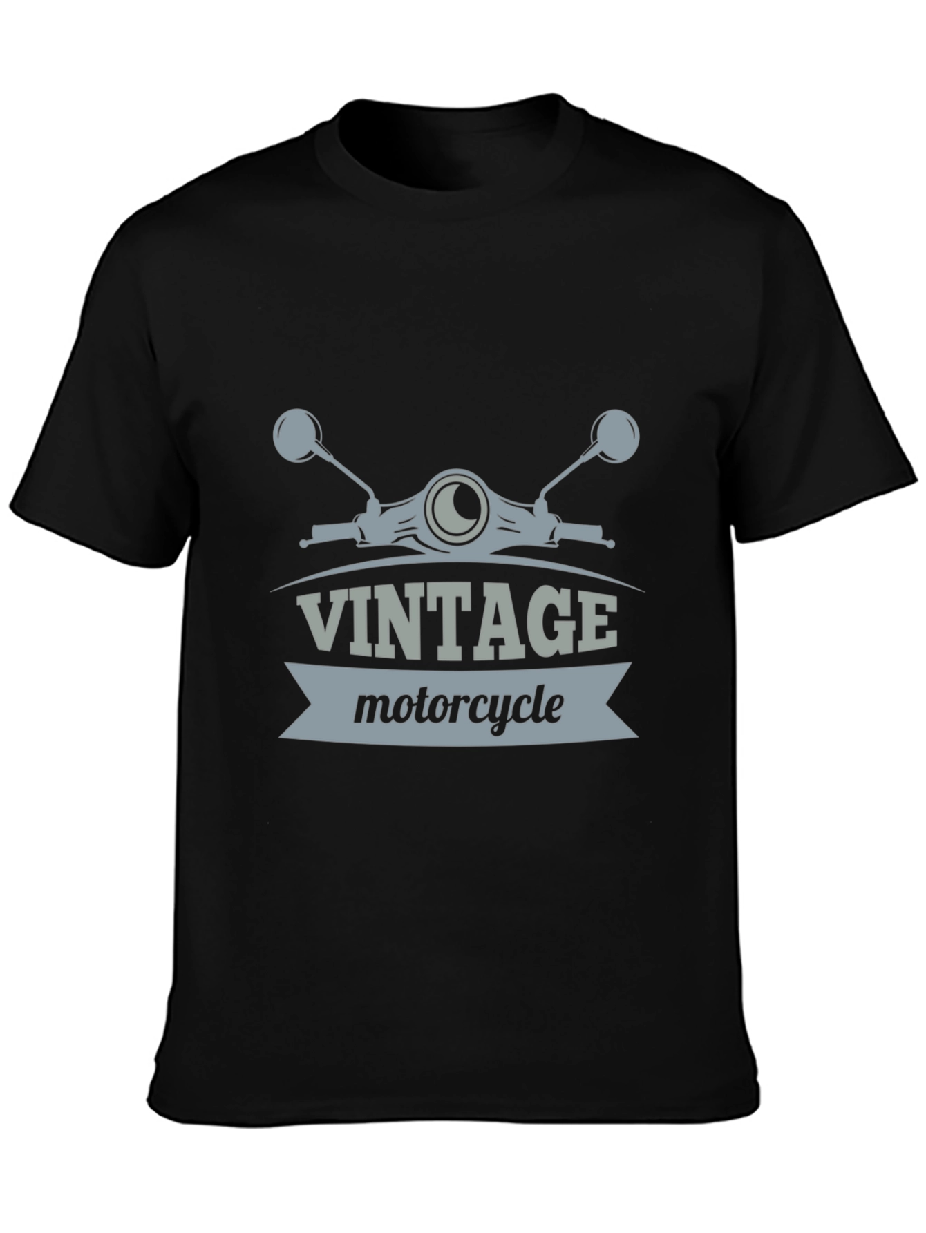 Vintage Motorcycle Graphic Tee - Black Casual T-Shirt