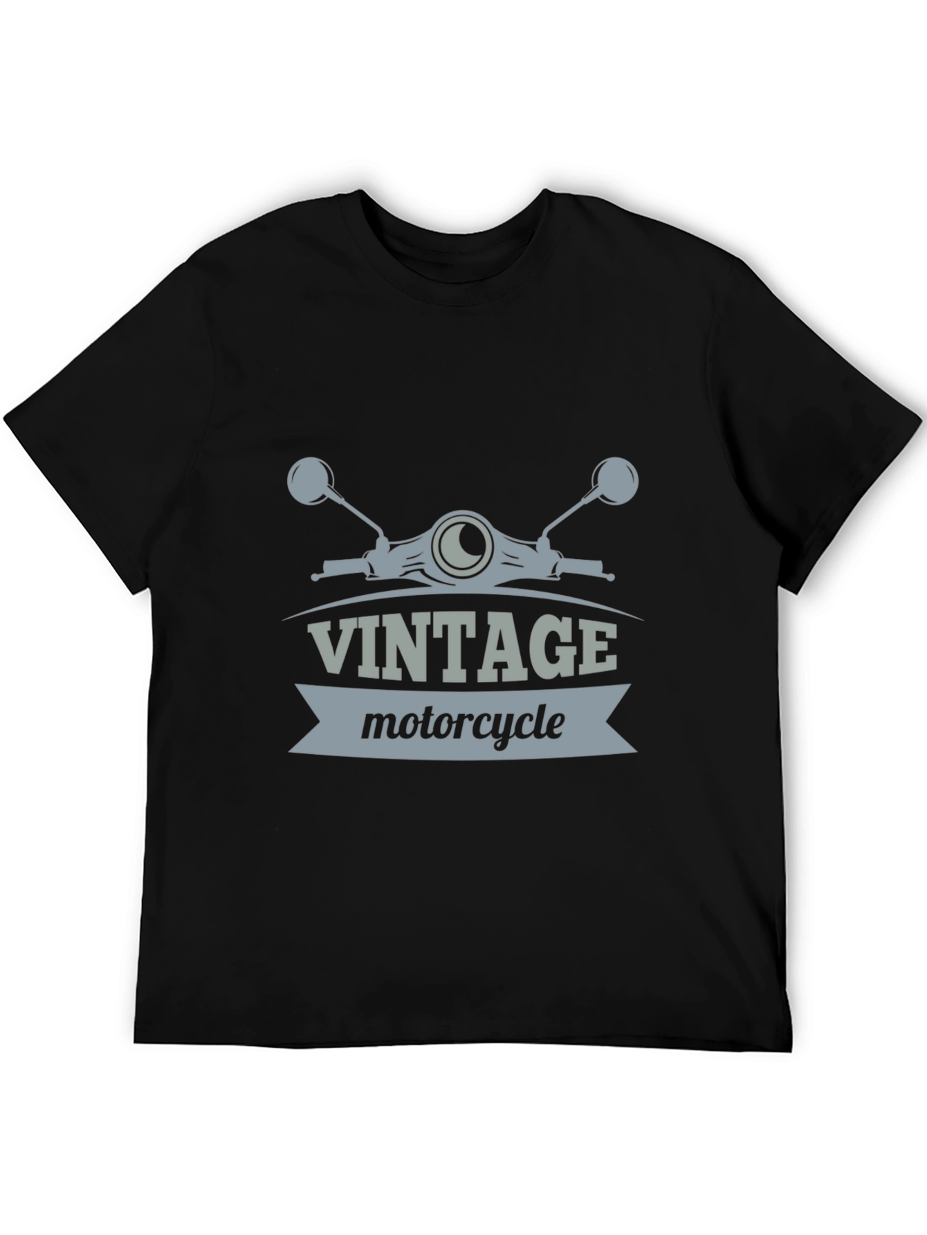 Vintage Motorcycle Graphic Tee - Black Casual T-Shirt