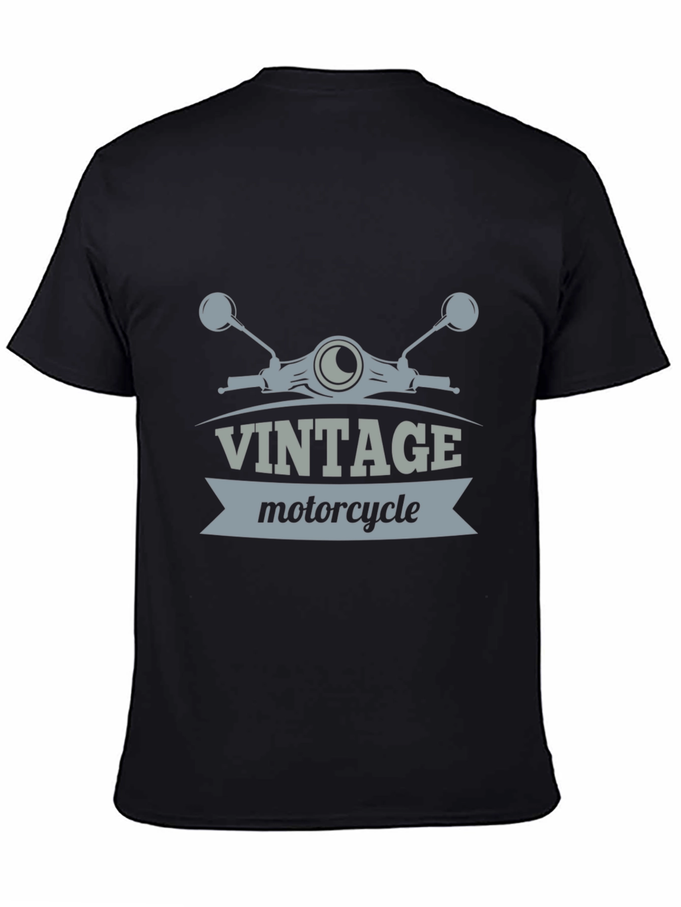 Vintage Motorcycle Graphic Tee - Black Casual T-Shirt