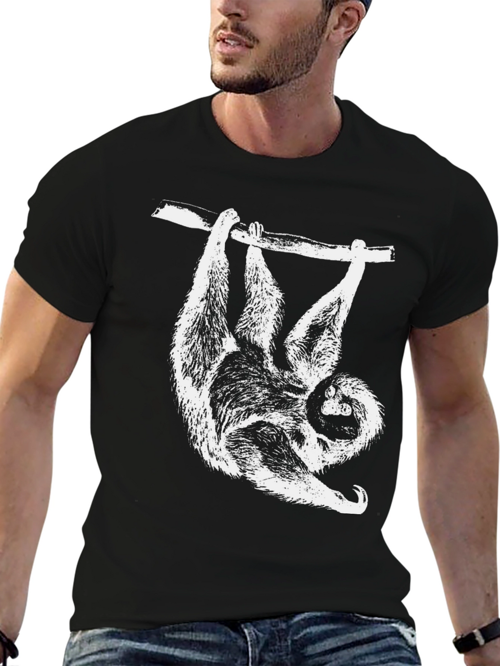 Sloth Hanging T-Shirt - Cool Animal Graphic Tee