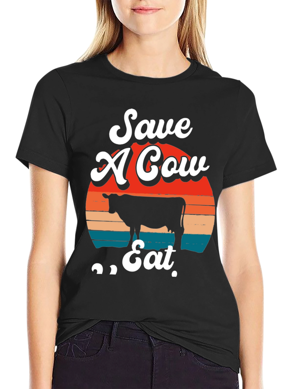 Save A Cow Eat Tee - Graphic Print T-Shirt