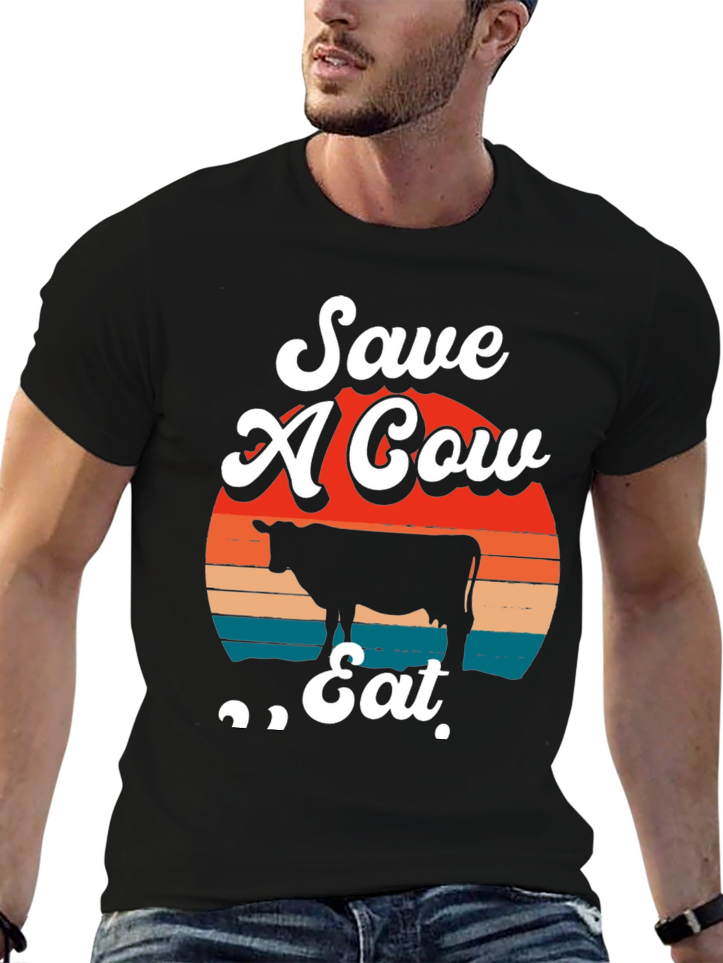 Save A Cow Eat Tee - Graphic Print T-Shirt