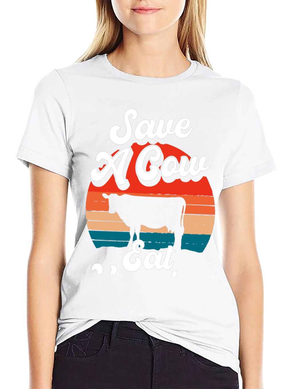 Save A Cow Eat Tee - Graphic Print T-Shirt
