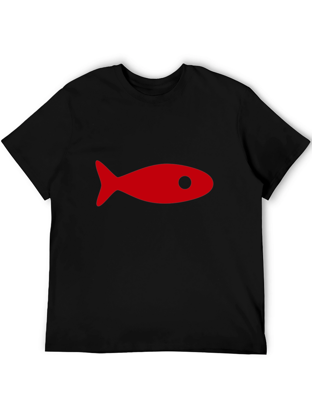 Black T-Shirt with Red Fish Graphic