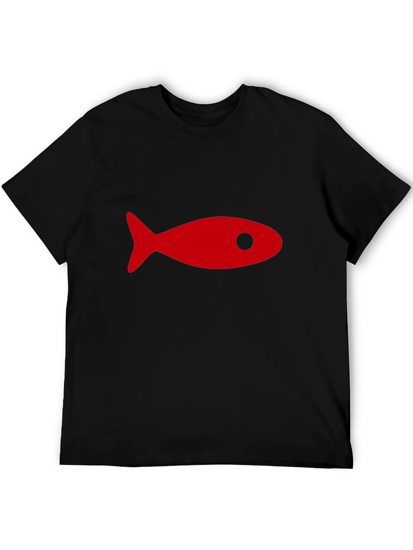 Black T-Shirt with Red Fish Graphic