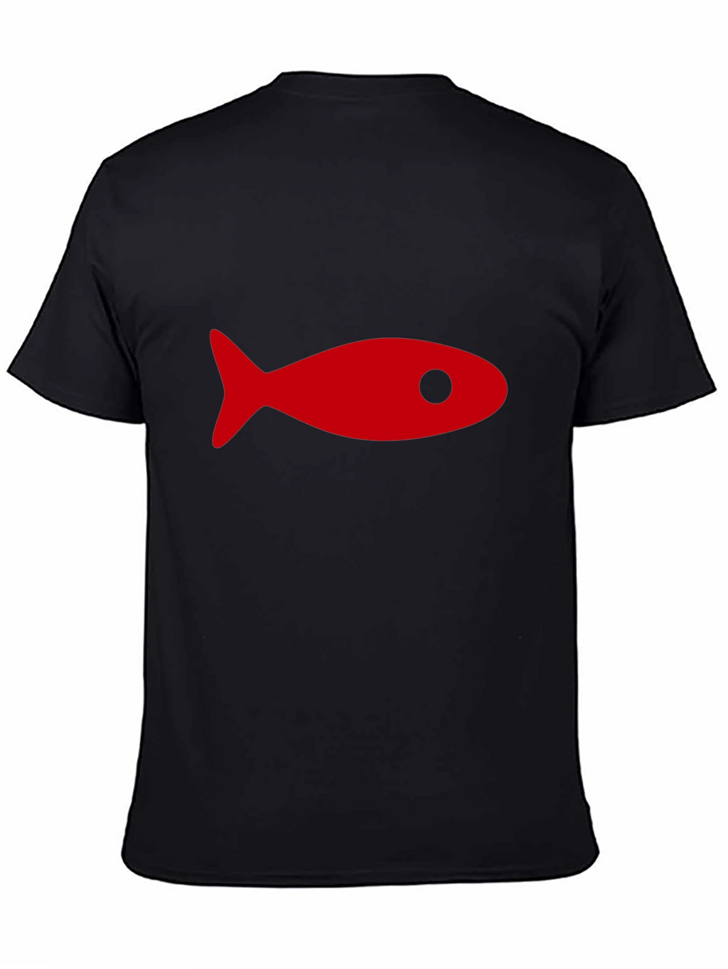 Black T-Shirt with Red Fish Graphic