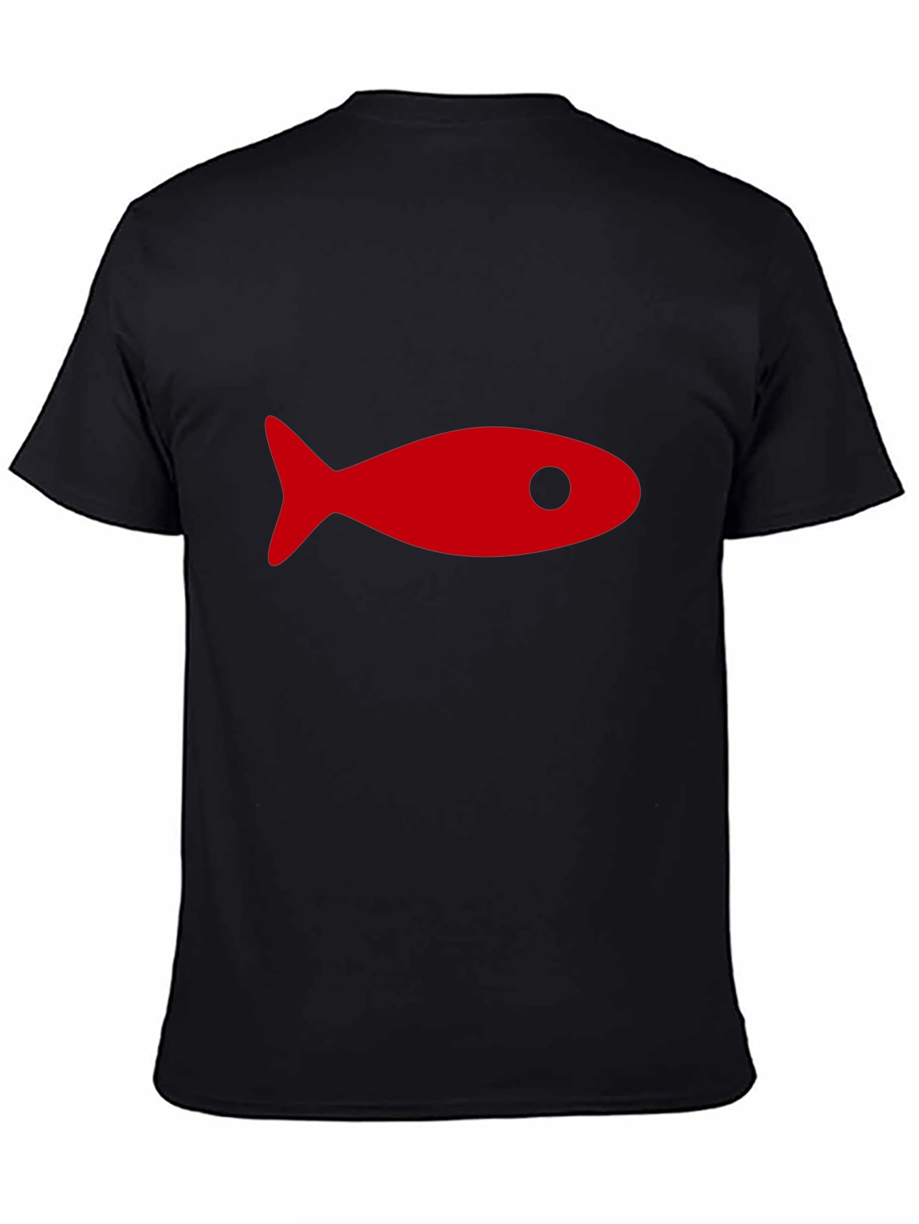 Black T-Shirt with Red Fish Graphic