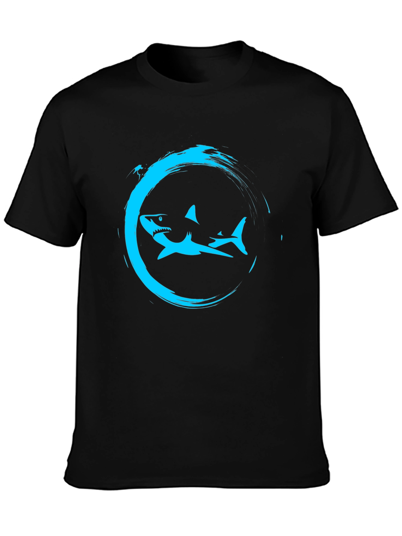 Shark Circle Graphic Tee - Mens Black T-Shirt