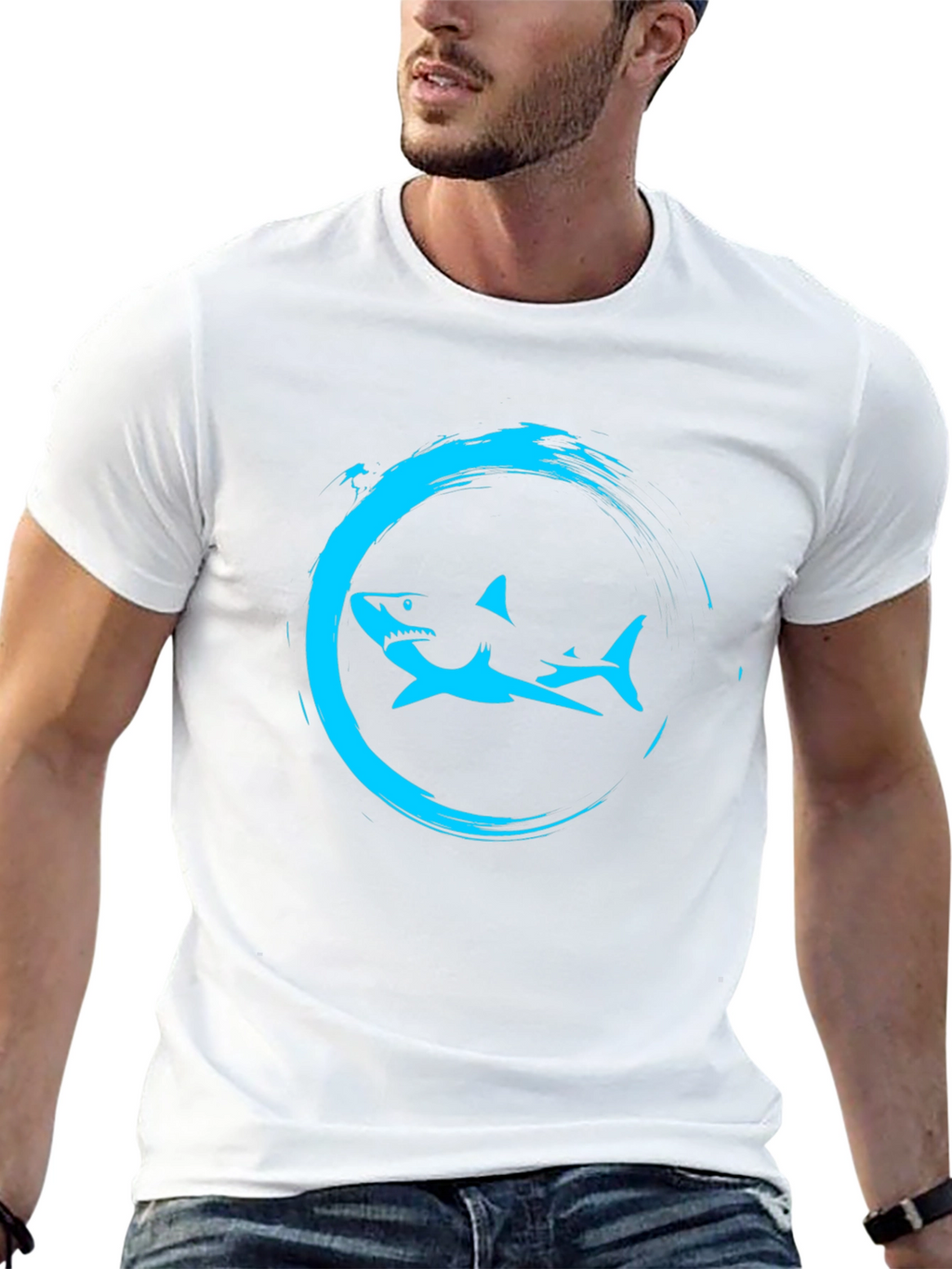 Shark Circle Graphic Tee - Mens Black T-Shirt