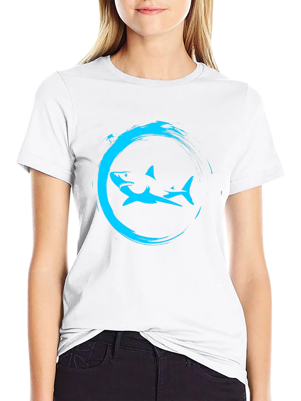 Shark Circle Graphic Tee - Mens Black T-Shirt