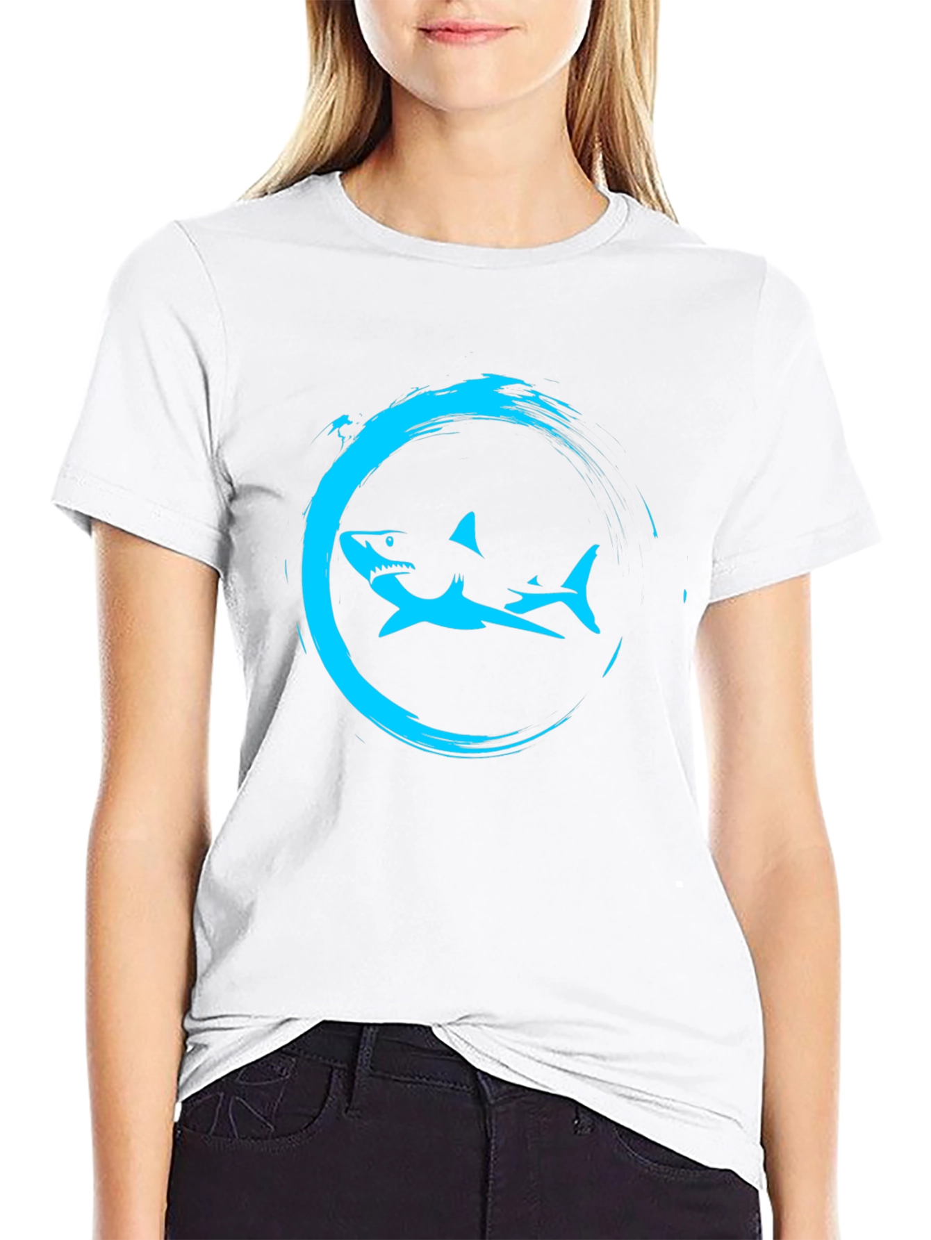 Shark Circle Graphic Tee - Mens Black T-Shirt