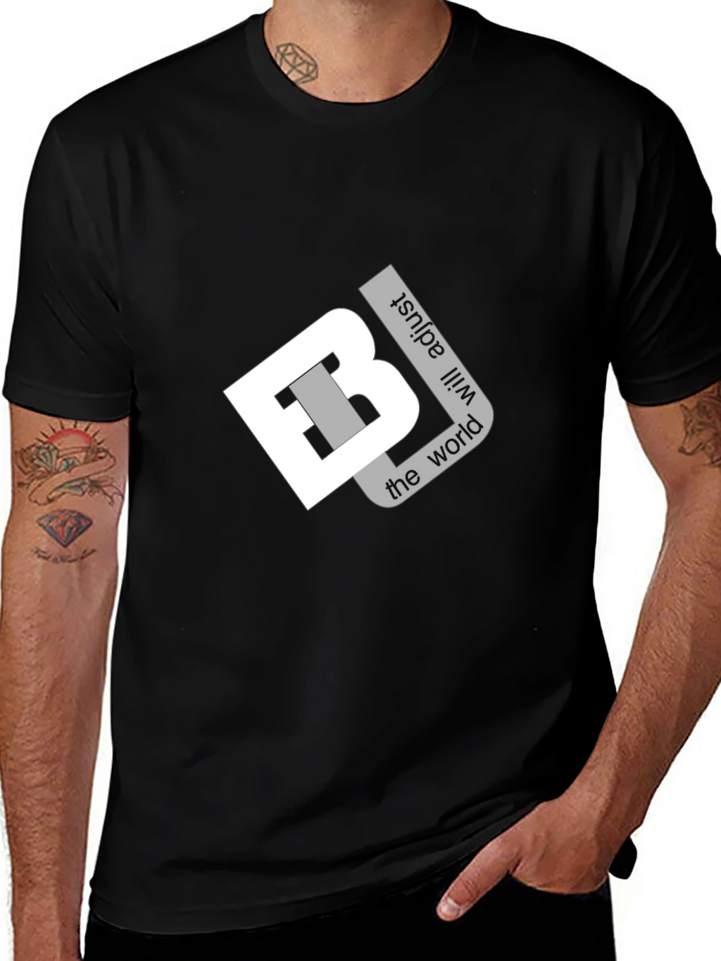 Bold Black T-Shirt: Adjust the World Graphic Tee
