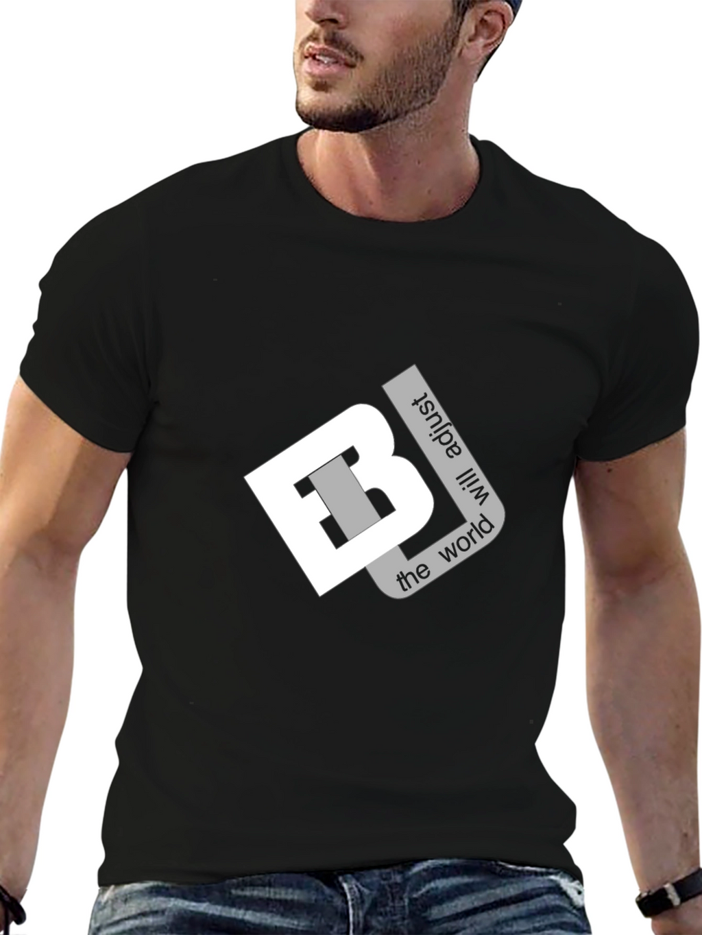 Bold Black T-Shirt: Adjust the World Graphic Tee