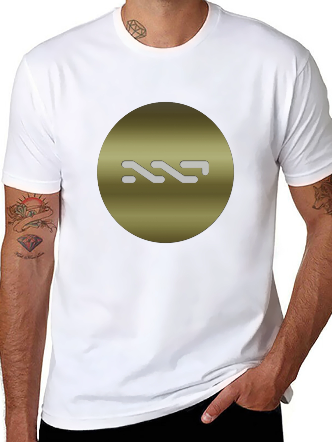 Stylish Black Tee with Gold Circle Graphic
