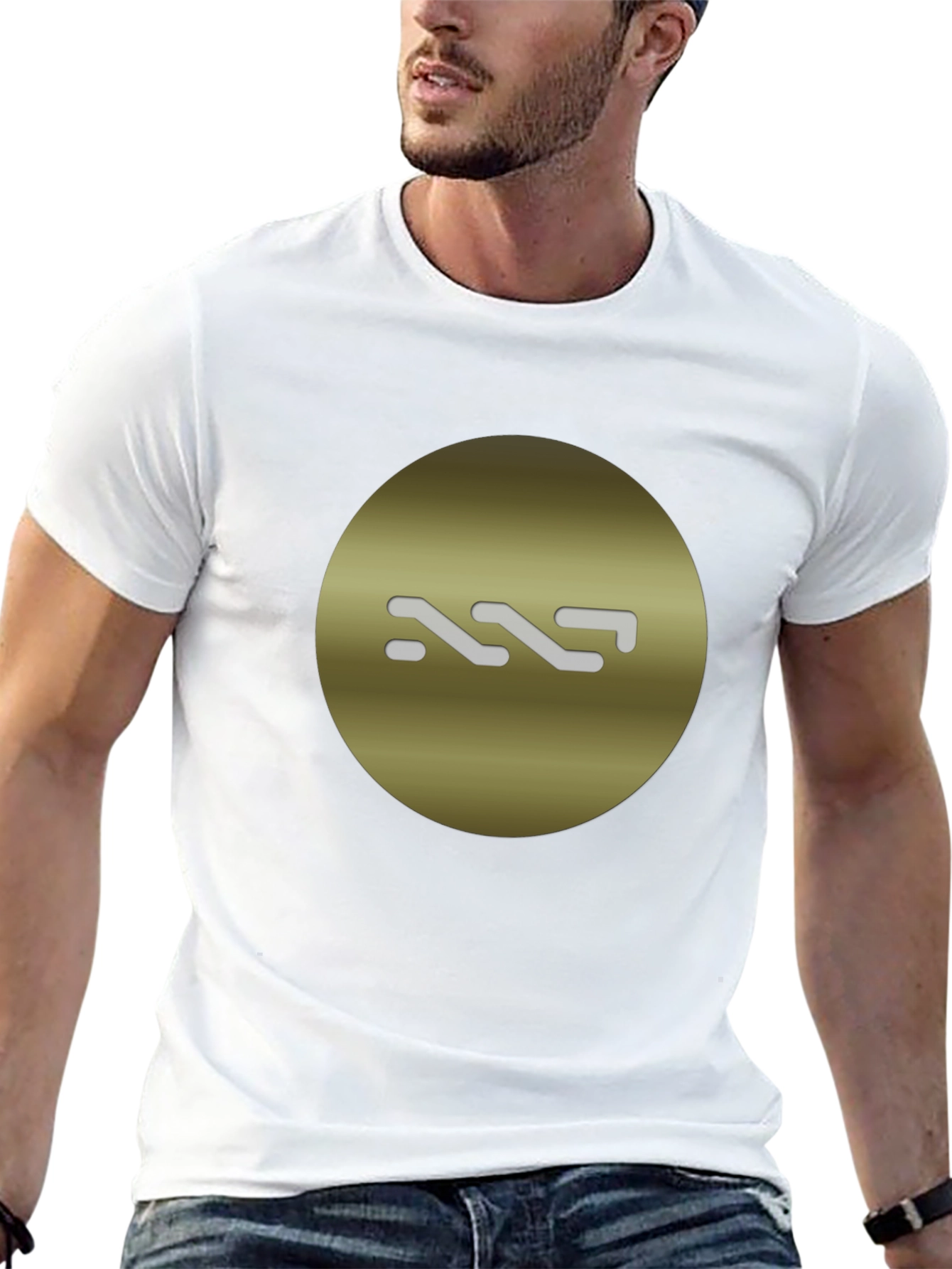 Stylish Black Tee with Gold Circle Graphic
