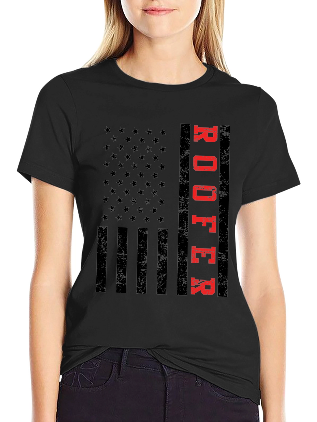 Roofer American Flag T-Shirt Patriotic Job Pride