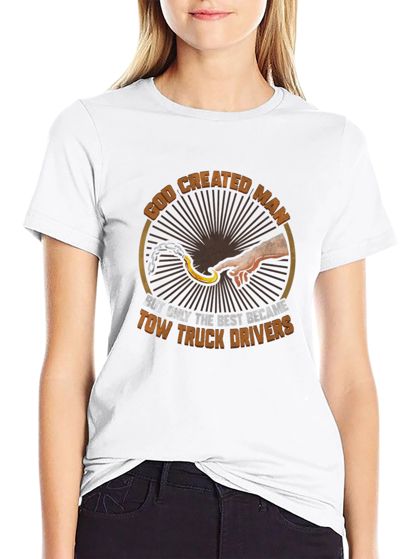 Tow Truck Driver T-Shirt - God Created Man