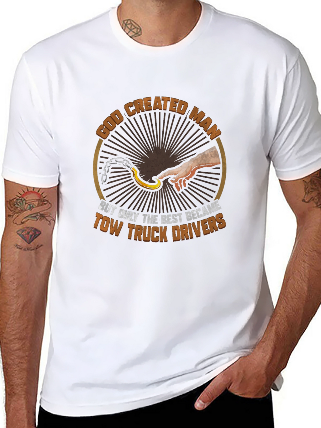Tow Truck Driver T-Shirt - God Created Man
