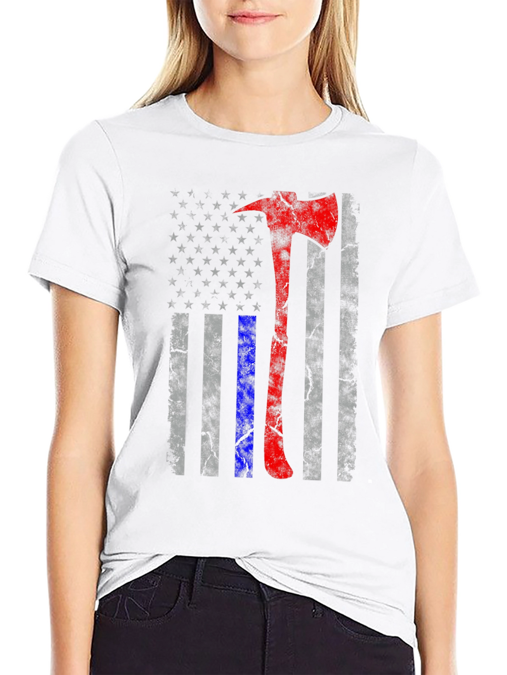 Firefighter Axe American Flag T-Shirt