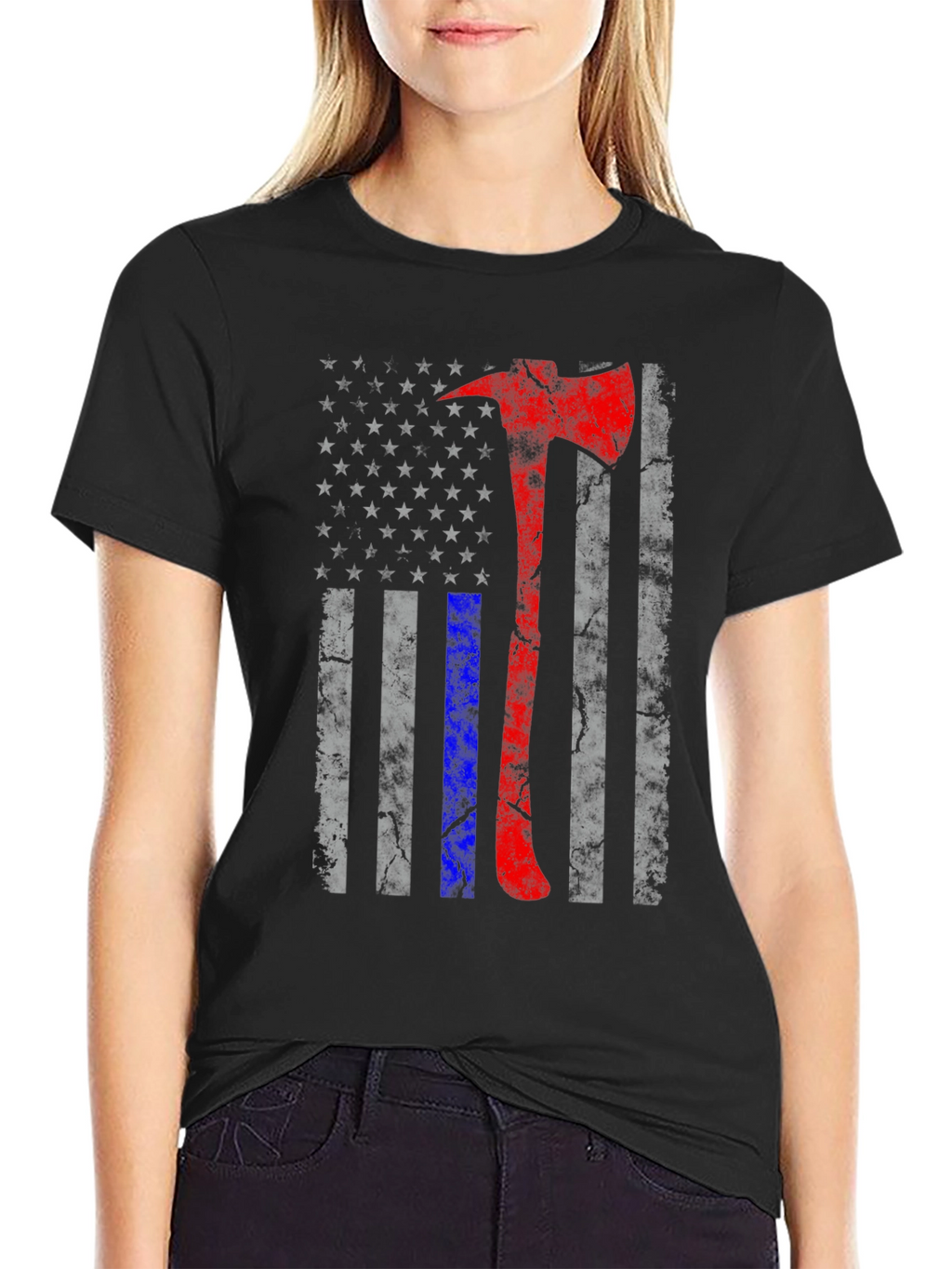 Firefighter Axe American Flag T-Shirt