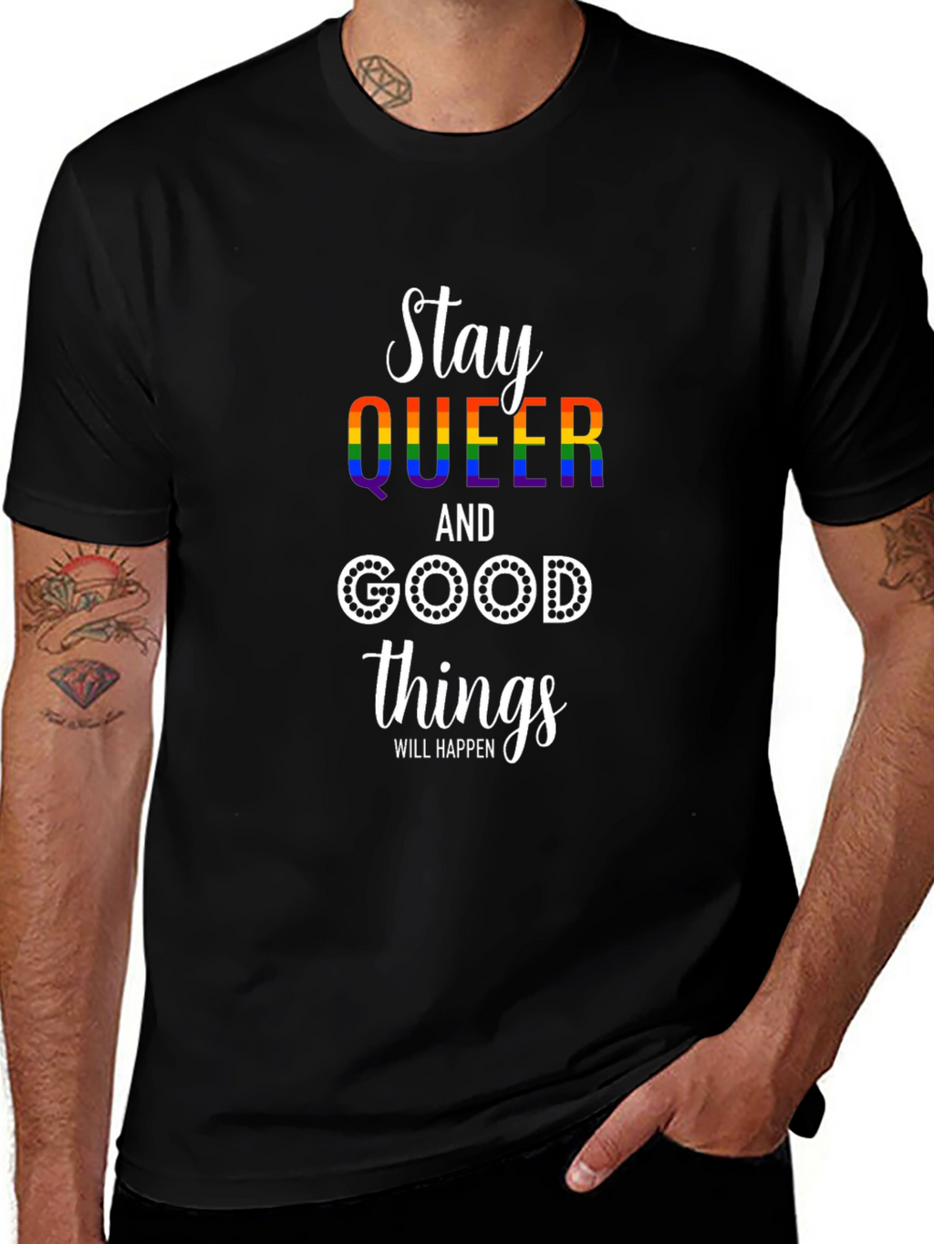 Stay Queer Rainbow Graphic T-Shirt