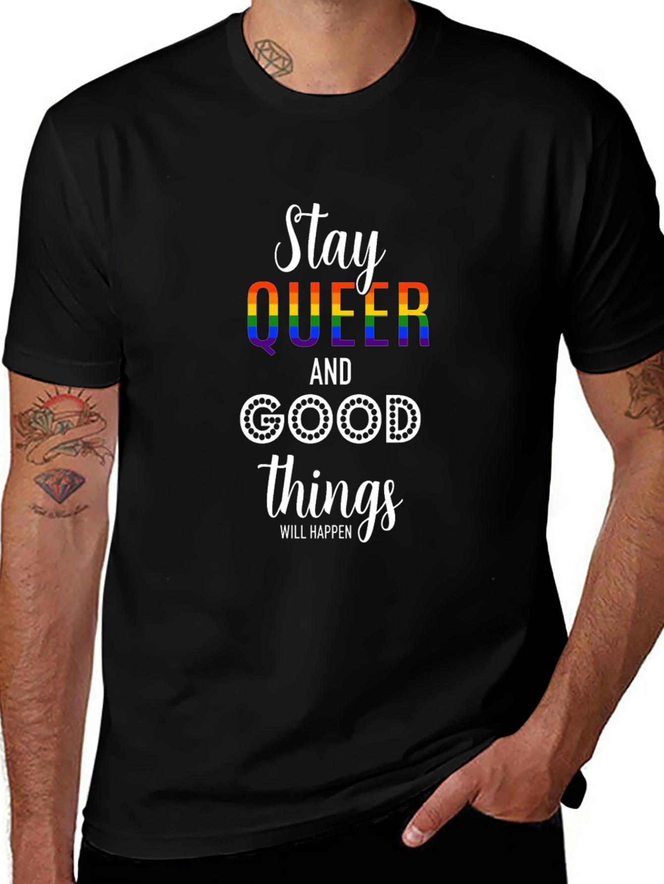 Stay Queer Rainbow Graphic T-Shirt