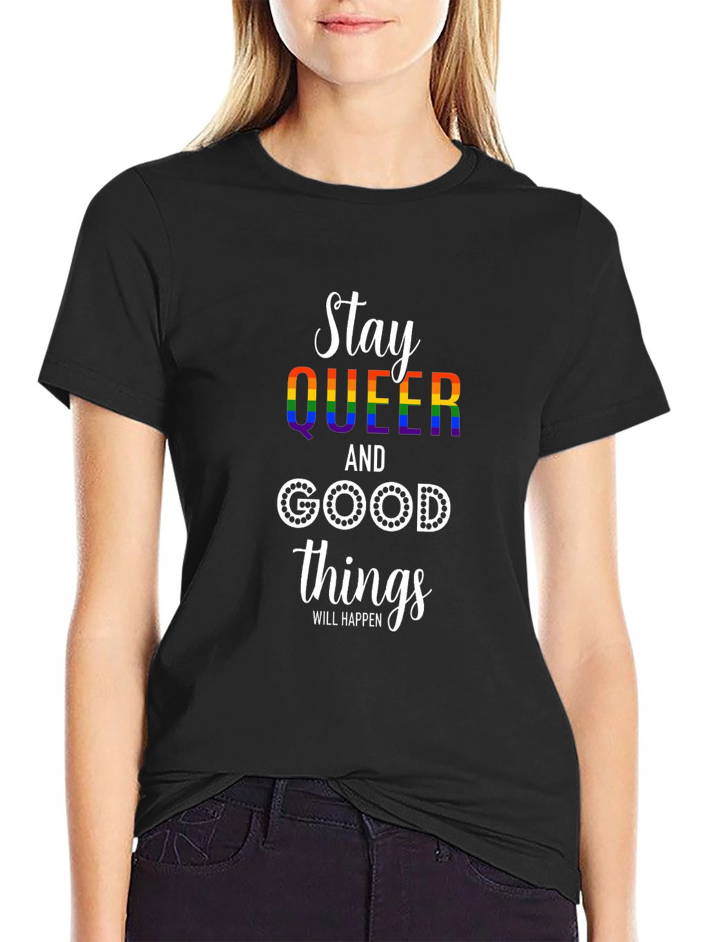 Stay Queer Rainbow Graphic T-Shirt