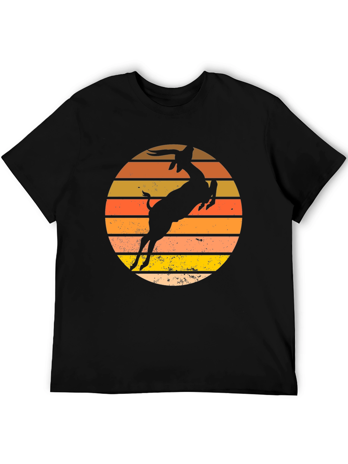 Vintage Gazelle Sunset Graphic Tee - Black Cotton Blend