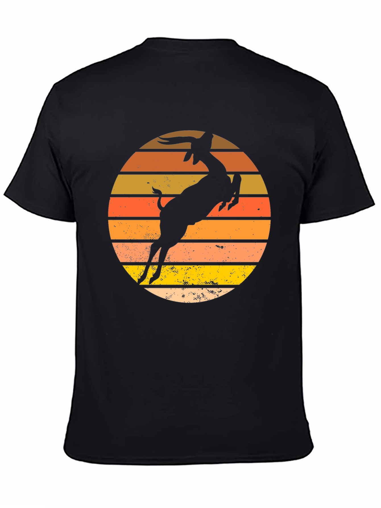 Vintage Gazelle Sunset Graphic Tee - Black Cotton Blend