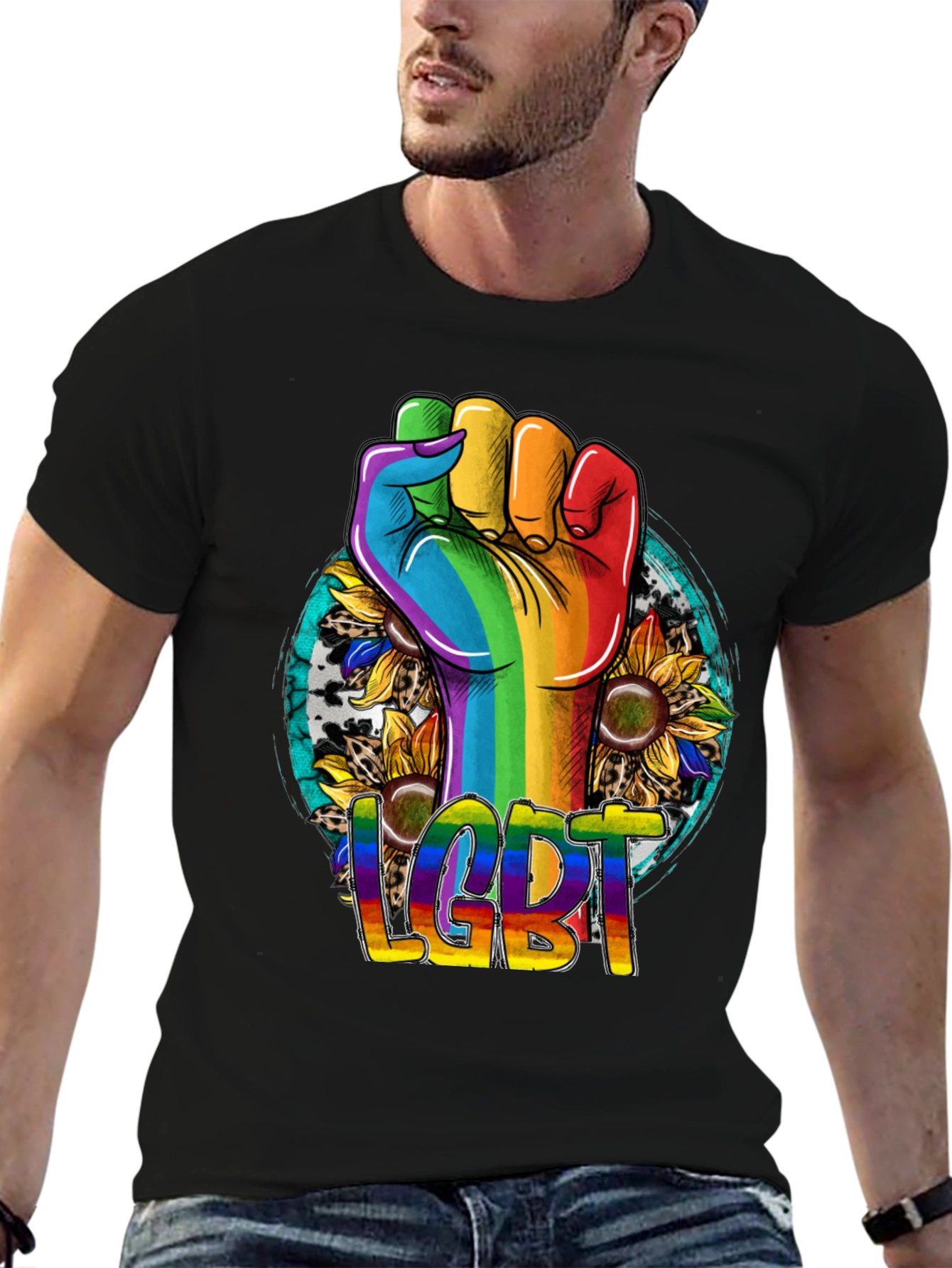 LGBT Pride Rainbow Fist Sunflower T-Shirt