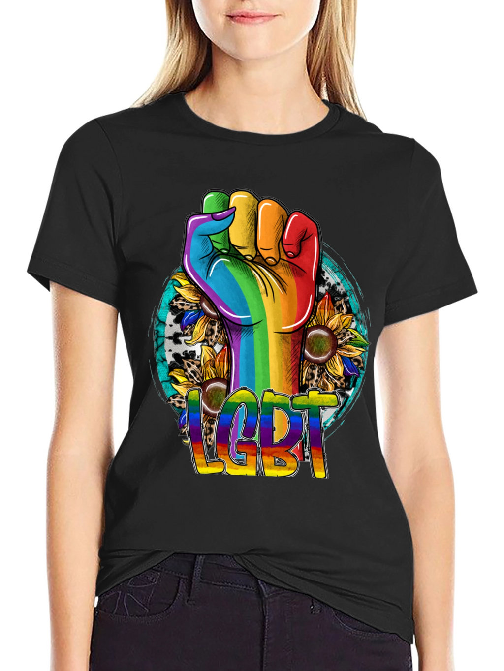 LGBT Pride Rainbow Fist Sunflower T-Shirt