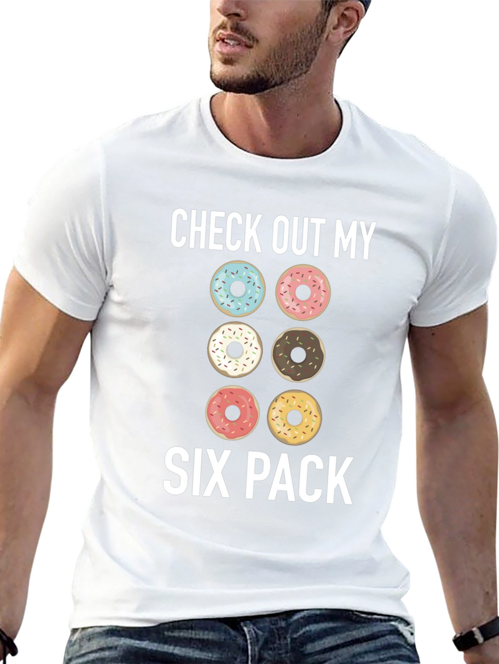 Donut Six Pack Graphic T-Shirt - Funny Gym Tee