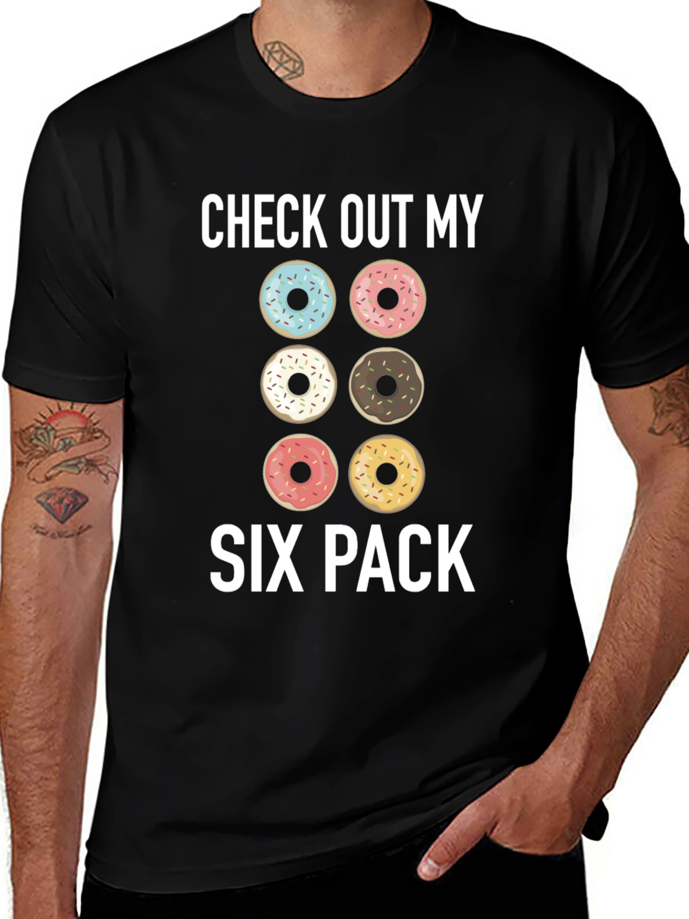 Donut Six Pack Graphic T-Shirt - Funny Gym Tee