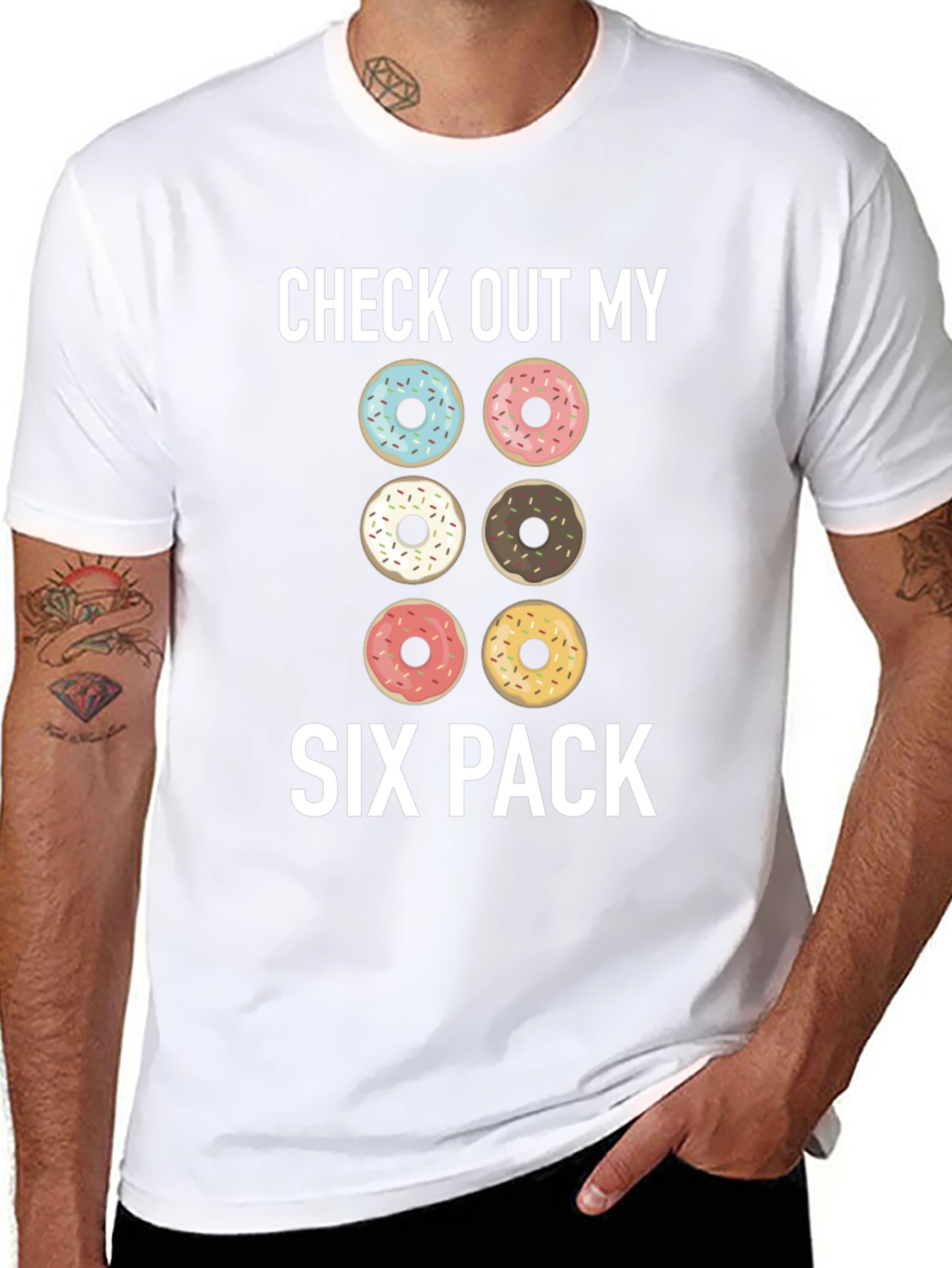 Donut Six Pack Graphic T-Shirt - Funny Gym Tee