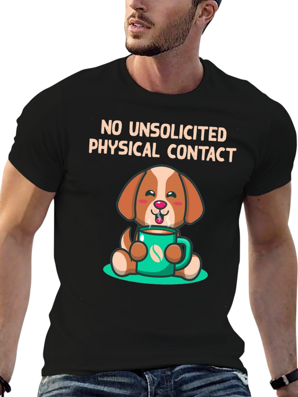 Dog and Coffee T-Shirt - No Unsolicited Contact