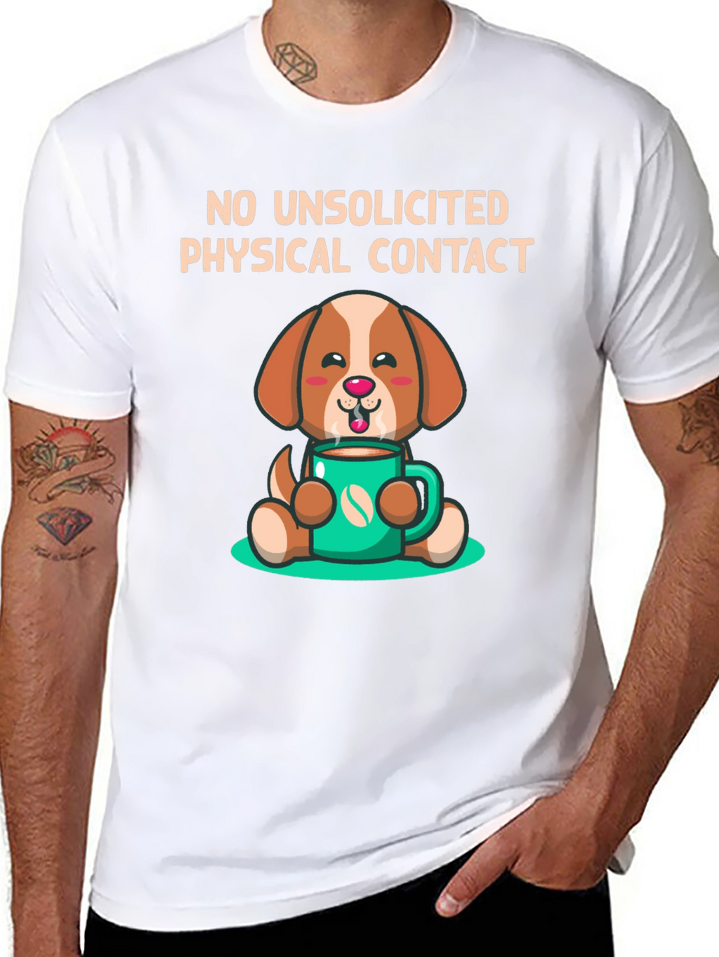 Dog and Coffee T-Shirt - No Unsolicited Contact