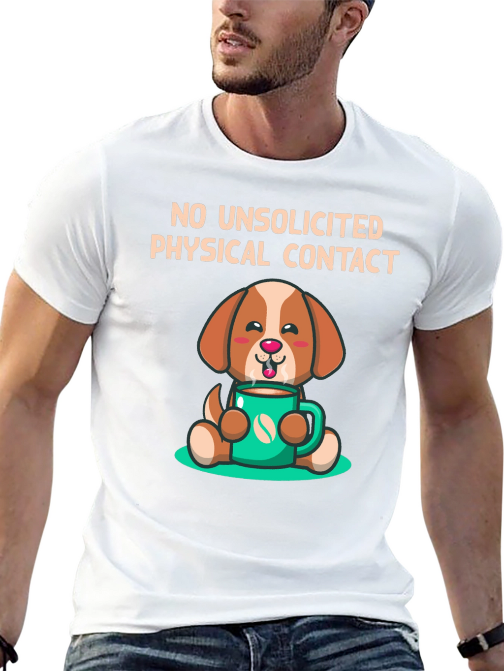Dog and Coffee T-Shirt - No Unsolicited Contact