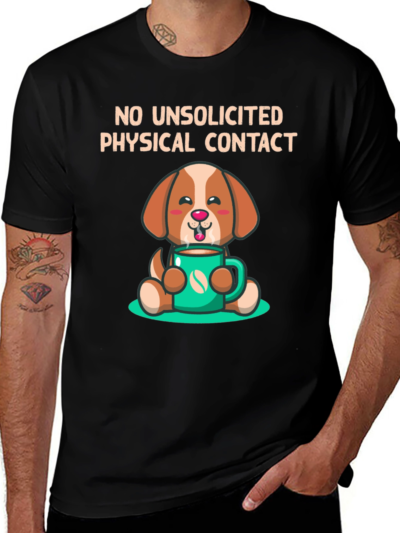 Dog and Coffee T-Shirt - No Unsolicited Contact