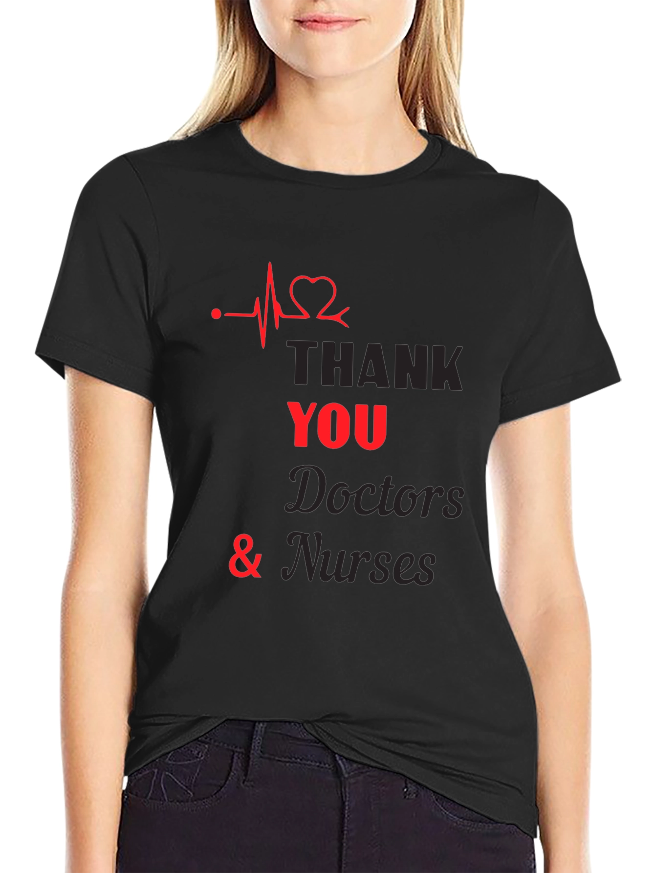 Thank You Doctors & Nurses T-Shirt - Heartbeat Design