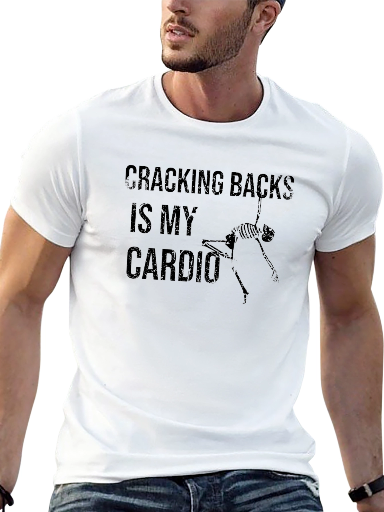 Cracking Backs Is My Cardio Black T-Shirt
