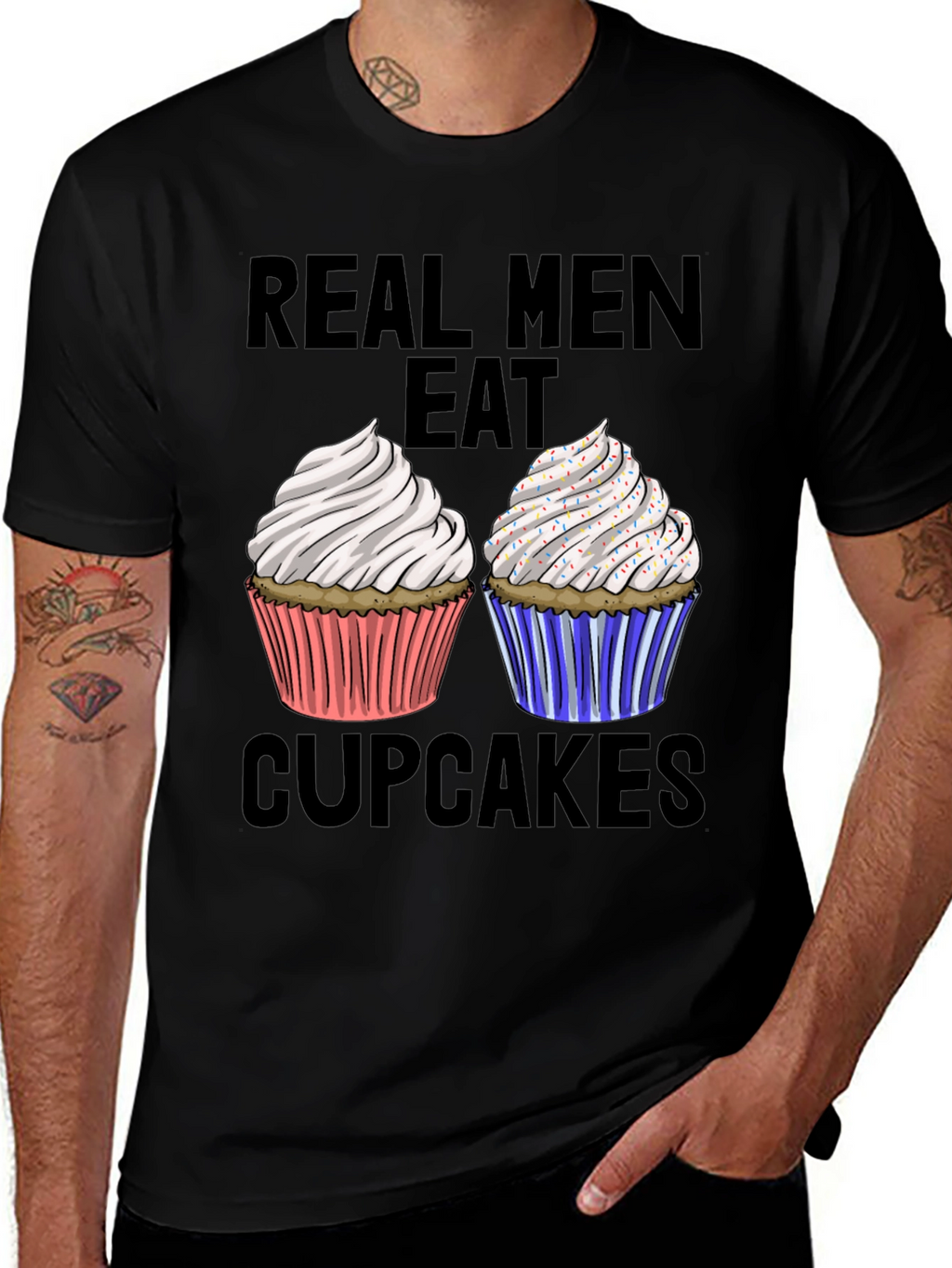 Real Men Eat Cupcakes T-Shirt Funny Graphic Tee